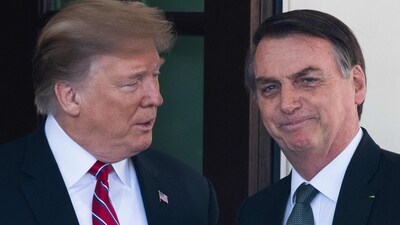 US President Donald Trump and Brazilian ex President Jair Bolsonaro at the White House in Washington, DC in 2019.  (File) (AFP)