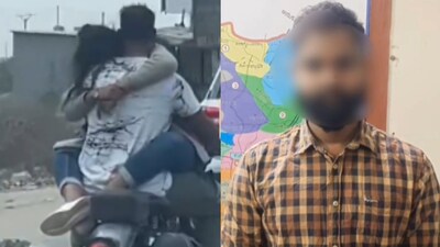 Bengaluru techie and partner booked for a dangerous bike stunt. (X/@bngdistpol) Bengaluru techie and partner booked for a dangerous bike stunt. (X/@bngdistpol)