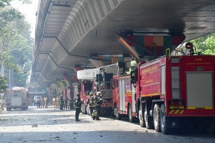 Fire engines stationed at the spot in Byculla area of south Mumbai. (Bhushan Koyande/HT photo) Fire engines stationed at the spot in Byculla area of south Mumbai. (Bhushan Koyande/HT photo)