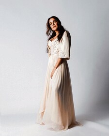 Outfit: Sayaanika | Making a statement in Sayaanika, she stuns in a sleek corset maxi dress, layered under a bomber jacket shimmering with sequins and crystal patches (Photo: Sarang Gupta) Outfit: Sayaanika | Making a statement in Sayaanika, she stuns in a sleek corset maxi dress, layered under a bomber jacket shimmering with sequins and crystal patches (Photo: Sarang Gupta)