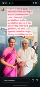 Kangana Ranaut's post. Kangana Ranaut's post.