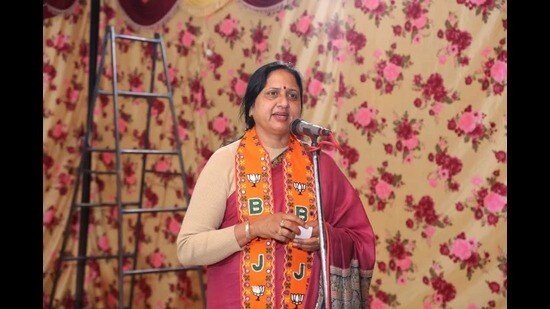 BJP’s mayoral face for Yamunanagar-Jagadhari municipal corporation (MC), Suman Behmani, a Master of Philosophy (MPhil) is among the most qualified candidates of the party in Haryana. (HT Photo)