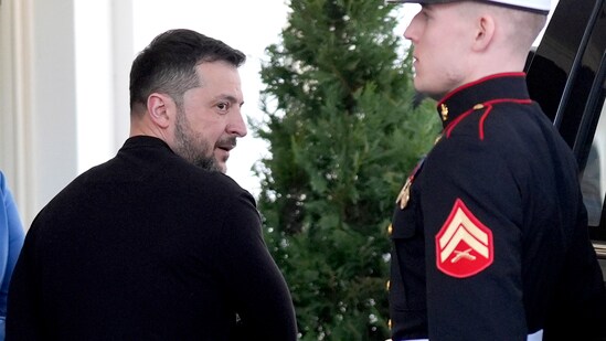 Ukrainian President Volodymyr Zelenskyy, left, departs after a meeting with President Donald Trump at the White House, Friday, Feb. 28, 2025, in Washington. (AP)