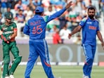 India's captain Rohit Sharma and teammate Mohammed Shami celebrate a dismissal during the match against Bangladesh in the ICC Champions Trophy, 2025, at Dubai International Cricket Stadium in Dubai on Thursday. India's captain Rohit Sharma and teammate Mohammed Shami celebrate a dismissal during the match against Bangladesh in the ICC Champions Trophy, 2025, at Dubai International Cricket Stadium in Dubai on Thursday.