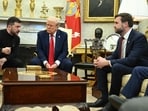 Ukraine's President Volodymyr Zelensky speaks to US Vice President JD Vance as they meet with President Donald Trump in the Oval Office of the White House in Washington, DC, February 28, 2025. Ukraine's President Volodymyr Zelensky speaks to US Vice President JD Vance as they meet with President Donald Trump in the Oval Office of the White House in Washington, DC, February 28, 2025.