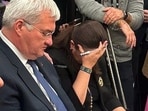 Ukrainian ambassador to the US Oksana Markarova reacts during a tense back-and-forth between President Donald Trump and Ukrainian President Volodymyr Zelensky in the Oval Office at the White House on Friday.