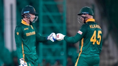 South Africa their target with a huge 125 balls to spare following a 127-run third-wicket stand between Heinrich Klaasen (64) and Rassie van der Dussen (72 not out). (AP) South Africa their target with a huge 125 balls to spare following a 127-run third-wicket stand between Heinrich Klaasen (64) and Rassie van der Dussen (72 not out). (AP)