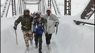 Army personnel conduct a rescue operation after 57 workers engaged in road construction got trapped under huge blocks of snow during an avalanche, in Chamoli in Uttarakhand on Friday. (ANI) Army personnel conduct a rescue operation after 57 workers engaged in road construction got trapped under huge blocks of snow during an avalanche, in Chamoli in Uttarakhand on Friday. (ANI)