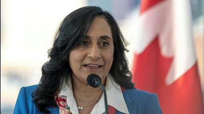 Canada’s Transport Minister Anita Anand speaks at a press conference in the Old Port of Montreal in Montreal, Canada, on February 19. (AFP) Canada’s Transport Minister Anita Anand speaks at a press conference in the Old Port of Montreal in Montreal, Canada, on February 19. (AFP)