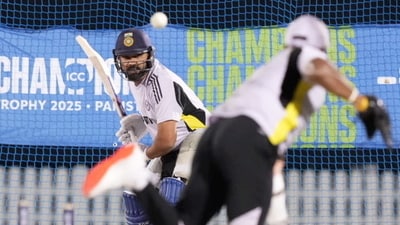 Dubai: India's Rohit Sharma bats in the nets during a practice session ahead of a One Day International (ODI) cricket match of the ICC Champions Trophy between India and New Zealand (PTI) Dubai: India's Rohit Sharma bats in the nets during a practice session ahead of a One Day International (ODI) cricket match of the ICC Champions Trophy between India and New Zealand (PTI)