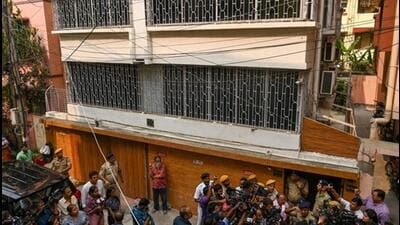 Police outside the Tangra house where the bodies of two women and a 15-year-old girl were found on February 19 (Samir Jana/ Hindustan Times) Police outside the Tangra house where the bodies of two women and a 15-year-old girl were found on February 19 (Samir Jana/ Hindustan Times)