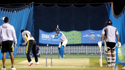 Shubman Gill bats in the nets during a training session ahead of the match against New Zealand. (PTI) Shubman Gill bats in the nets during a training session ahead of the match against New Zealand. (PTI)