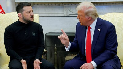 U.S. President Donald Trump meets with Ukrainian President Volodymyr Zelenskiy at the White House in Washington, D.C. on Friday. (REUTERS)