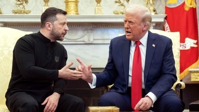 US President Donald Trump and Ukraine's President Volodymyr Zelensky meet in the Oval Office of the White House in Washington, DC, February 28, 2025. (AFP) US President Donald Trump and Ukraine's President Volodymyr Zelensky meet in the Oval Office of the White House in Washington, DC, February 28, 2025. (AFP)