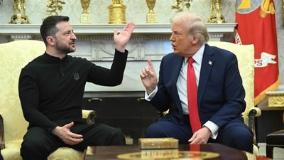 Ukraine's president Volodymyr Zelensky and Donald Trump openly clashed in the White House on February 28 at a meeting where they were due to sign a deal on sharing Ukraine's mineral riches and discuss a peace deal with Russia. (AFP) Ukraine's president Volodymyr Zelensky and Donald Trump openly clashed in the White House on February 28 at a meeting where they were due to sign a deal on sharing Ukraine's mineral riches and discuss a peace deal with Russia. (AFP)