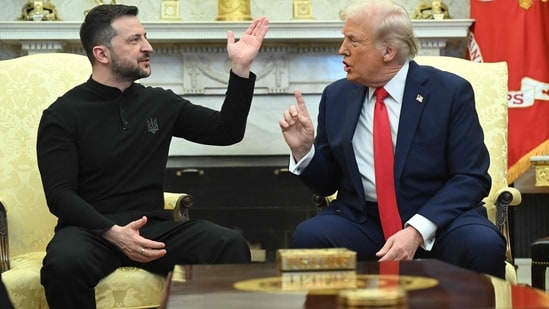 Ukraine's president Volodymyr Zelensky and Donald Trump openly clashed in the White House on February 28 at a meeting where they were due to sign a deal on sharing Ukraine's mineral riches and discuss a peace deal with Russia. (AFP)
