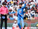 Cuttack, Feb 09 (ANI): India's Varun Chakravarthy in action during the 2nd ODI match against England, at Barabati Stadium in Cuttack.