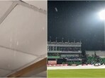 Ceiling leaks at Gaddafi Stadium Ceiling leaks at Gaddafi Stadium
