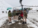 Rescue operation underway after several labourers got trapped under snow following an avalanche in Mana area of Chamoli district, Uttarakhand. 