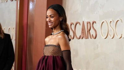 Zoe Saldana arrives at the Oscars. She is nominated in Best Supporting Actress category for Emilia Perez. (Jordan Strauss/Invision/AP) Zoe Saldana arrives at the Oscars. She is nominated in Best Supporting Actress category for Emilia Perez. (Jordan Strauss/Invision/AP)