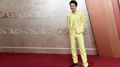 Timothee Chalamet poses on the red carpet at the Oscars. The movie star is nominated for starring in the Bob Dylan biopic, making him the youngest two-time Best Actor Oscar nominee since James Dean. (Richard Shotwell/Invision/AP) Timothee Chalamet poses on the red carpet at the Oscars. The movie star is nominated for starring in the Bob Dylan biopic, making him the youngest two-time Best Actor Oscar nominee since James Dean. (Richard Shotwell/Invision/AP)