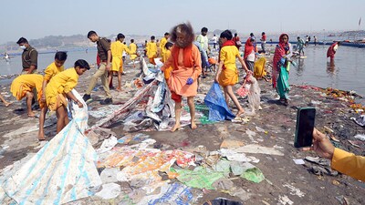 From garlands to plastic garbage to leftovers from temporary tents, the grounds featured a massive amount of human generated waste. (Princess Ilvita/ANI) From garlands to plastic garbage to leftovers from temporary tents, the grounds featured a massive amount of human generated waste. (Princess Ilvita/ANI)
