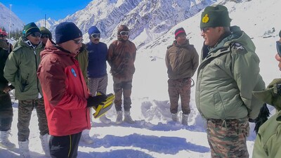 Army personnel during the rescue operation of BRO workers, who got trapped under heavy snow following the avalanche that struck on 28th Feb, near Mana in Chamoli on Sunday. (ANI) Army personnel during the rescue operation of BRO workers, who got trapped under heavy snow following the avalanche that struck on 28th Feb, near Mana in Chamoli on Sunday. (ANI)