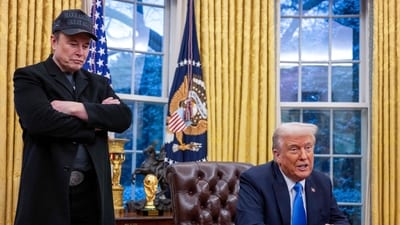Elon Musk listens as US President Donald Trump speaks in the Oval Office of the White House in Washington DC. (AFP file) Elon Musk listens as US President Donald Trump speaks in the Oval Office of the White House in Washington DC. (AFP file)