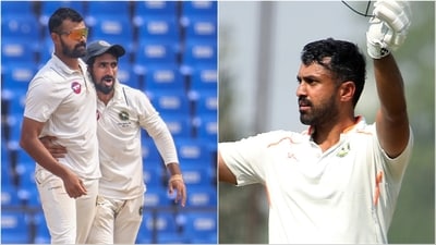 Karun Nair (R) was dismissed by Aditya Sarwate in the Ranji Trophy (PTI)