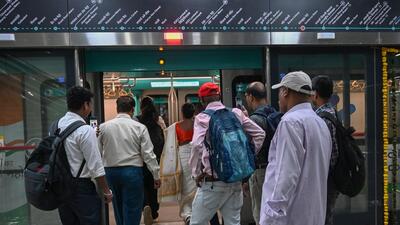 Mumbai, India. Oct 07, 2024: Mumbai's first underground Metro Line 3, the aqua line's phase-1, from Bandra-Kurla Complex (BKC) to Aarey, became operational for the public on Monday, October 7, 2024.Mumbai, India. Oct, 07, 2024.(Photo by Raju Shinde/HT Photo) (Hindustan Times) Mumbai, India. Oct 07, 2024: Mumbai's first underground Metro Line 3, the aqua line's phase-1, from Bandra-Kurla Complex (BKC) to Aarey, became operational for the public on Monday, October 7, 2024.Mumbai, India. Oct, 07, 2024.(Photo by Raju Shinde/HT Photo) (Hindustan Times)