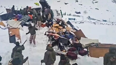 Rescue operation underway after several labourers got trapped under snow following an avalanche, in Mana area of Chamoli district, Uttarakhand, Saturday (PTI) Rescue operation underway after several labourers got trapped under snow following an avalanche, in Mana area of Chamoli district, Uttarakhand, Saturday (PTI)