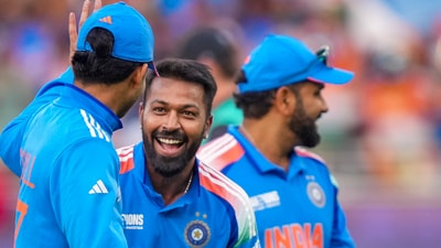 It was Pandya who got the breakthrough for India as he dismissed the dangerous Rachin Ravindra in the fourth over. (PTI) It was Pandya who got the breakthrough for India as he dismissed the dangerous Rachin Ravindra in the fourth over. (PTI)