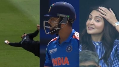 Virat Kohli stunned as Glenn Phillips one-handed blinder left miserable smile on Anushka Sharma's face during IND vs NZ clash. (X Images)
