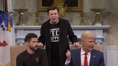 SNL started with a humorous voiceover, mentioning that Trump hosted Zelensky at the White House and “it went really, really well.” Later, fake Musk entered the skit. (SNL ) SNL started with a humorous voiceover, mentioning that Trump hosted Zelensky at the White House and “it went really, really well.” Later, fake Musk entered the skit. (SNL )
