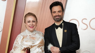 Georgeta Orlovschi, left, and Sebastian Stan arrive at the Oscars on Sunday, March 2, 2025, at the Dolby Theatre in Los Angeles. (Photo by Jordan Strauss/Invision/AP) (Jordan Strauss/Invision/AP) Georgeta Orlovschi, left, and Sebastian Stan arrive at the Oscars on Sunday, March 2, 2025, at the Dolby Theatre in Los Angeles. (Photo by Jordan Strauss/Invision/AP) (Jordan Strauss/Invision/AP)