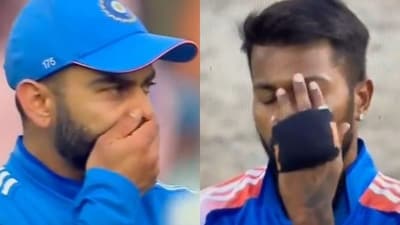 Hardik Pandya, Virat Kohli hide their faces in disappointment (X Images) Hardik Pandya, Virat Kohli hide their faces in disappointment (X Images)