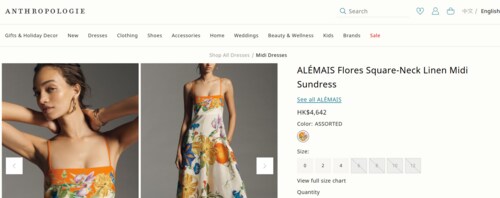 The dress' print featured larged floral prints. (PC: Anthropologie.com)