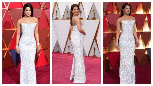 Priyanka's 2017 Oscars dress featured a geometric pattern. (PC: Pinterest) Priyanka's 2017 Oscars dress featured a geometric pattern. (PC: Pinterest)