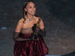 Zoe Saldana takes subtle dig at Trump's immigration policies at Oscars 2025 (AP Photo/Chris Pizzello)