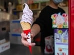 An ice-cream for a customer at a Mixue store in Beijing, China, on Thursday, Feb. 27, 2025. Their Mixue Group, a food and beverage empire with more than 45,300 shops selling $1 bubble-tea, coffee and ice-cream, will debut in Hong Kong March 3 after a $444 million initial public offering, the city's largest this year.