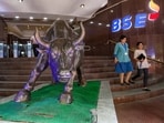 Indian stock markets today: The bull statue at Bombay Stock Exchange (BSE) building, in Mumbai.