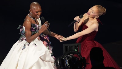 Cynthia Erivo, left, and Ariana Grande perform "Defying Gravity" during the Oscars on Sunday, March 2, 2025, at the Dolby Theatre in Los Angeles. (AP Photo/Chris Pizzello) (Chris Pizzello/Invision/AP) Cynthia Erivo, left, and Ariana Grande perform "Defying Gravity" during the Oscars on Sunday, March 2, 2025, at the Dolby Theatre in Los Angeles. (AP Photo/Chris Pizzello) (Chris Pizzello/Invision/AP)