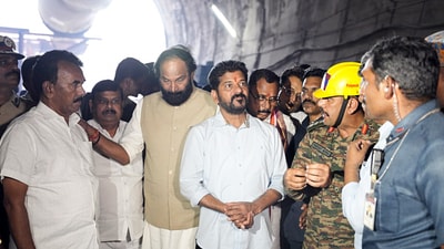 Telangana Chief Minister A. Revanth Reddy visits the incident site and reviews the situation, in Nagarkurnool on Sunday. (ANI) Telangana Chief Minister A. Revanth Reddy visits the incident site and reviews the situation, in Nagarkurnool on Sunday. (ANI)