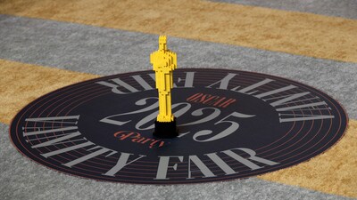 An Oscar statue made from LEGO bricks at the Vanity Fair Oscars party after the 97th Academy Awards, in Beverly Hills, California, U.S., March 2, 2025. (REUTERS)