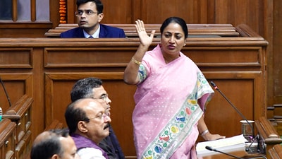 Delhi chief minister Rekha Gupta speaks in the house during the first session of the Delhi Assembly, in New Delhi on Thursday. (ANI) Delhi chief minister Rekha Gupta speaks in the house during the first session of the Delhi Assembly, in New Delhi on Thursday. (ANI)