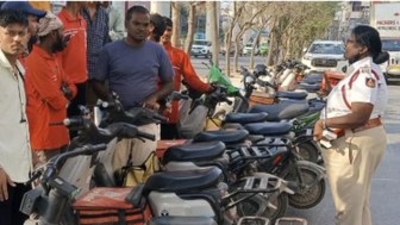During the drive, 1,859 cases were booked, and after imposing fines, delivery agents were also given a session on traffic rules and safety. (X/@halairporttrfps)
