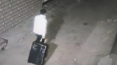 Himani Narwal murder: The accused carrying the woman's body in a suitcase. Himani Narwal murder: The accused carrying the woman's body in a suitcase.