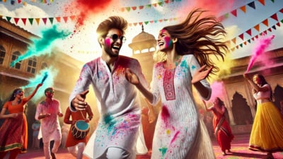 Celebrate Holi in style! White kurtis create the perfect canvas for vibrant colours, making every splash a fashion statement. (AI Generated) Celebrate Holi in style! White kurtis create the perfect canvas for vibrant colours, making every splash a fashion statement. (AI Generated)