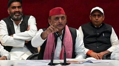 Samajwadi Party president Akhilesh Yadav addresses a press conference at the SP office in Lucknow. (HT_PRINT File) Samajwadi Party president Akhilesh Yadav addresses a press conference at the SP office in Lucknow. (HT_PRINT File)