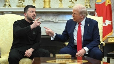 US President Donald Trump and Ukraine's President Volodymyr Zelensky meet in the Oval Office of the White House in Washington, DC, February 28, 2025. (AFP File)